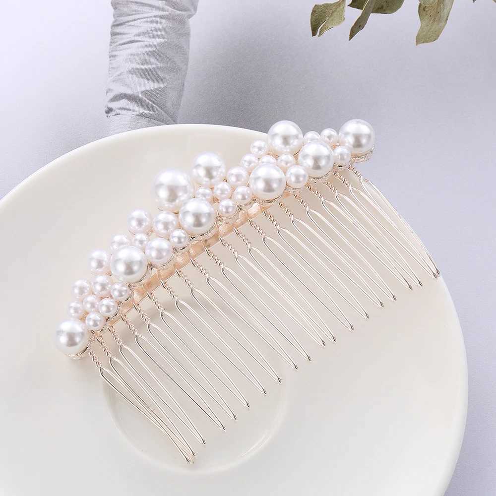 Female bride rhinestone clip pearl hair comb wedding hair accessories hair clip bridal bucket hair accessory W241007