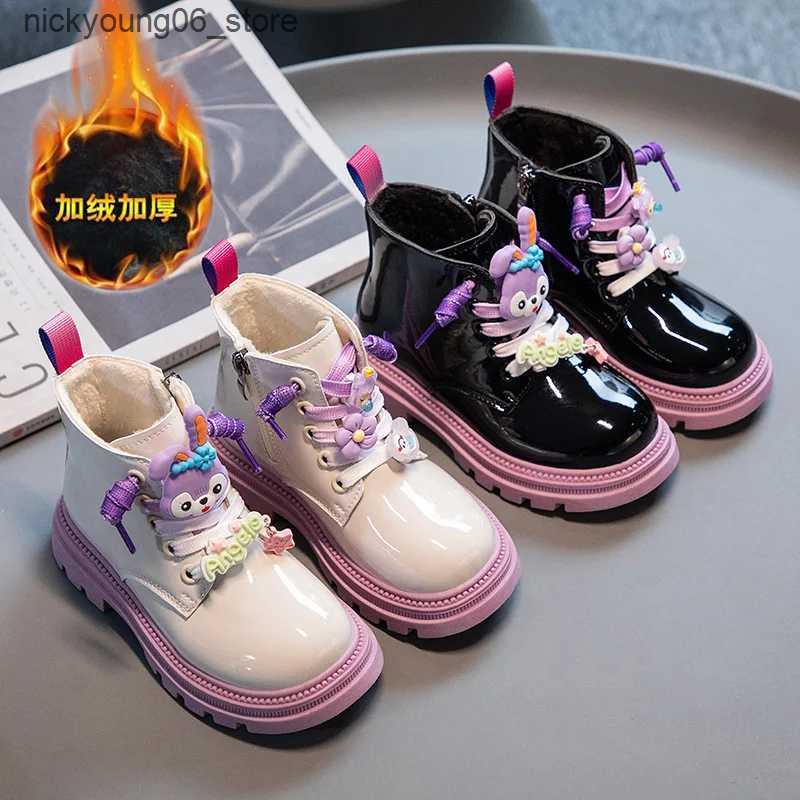 Boots Kids Boots For Girls Winter Warm Shoes for Children Fur Boots Chelsea Ankle Girls Toddlers Platform Booties PINKPURPLEBLACK L240910