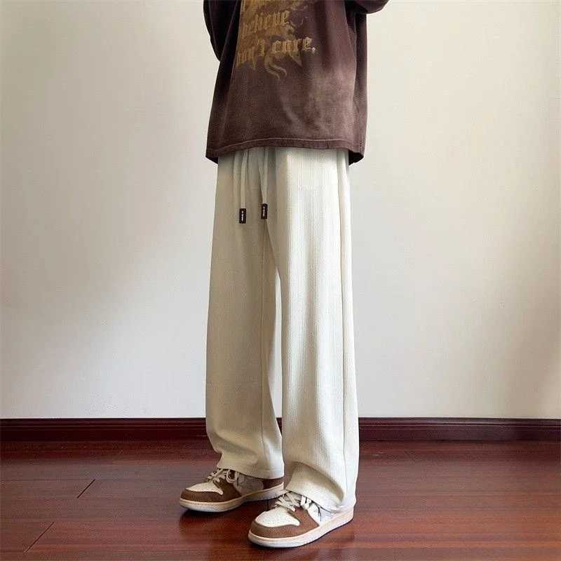 Wide Leg Goth Draped Summer Male Sports Pants Trousers Thin Plain Straight Mens Sweatpants Training Slacks Harajuku Flated GymX241008