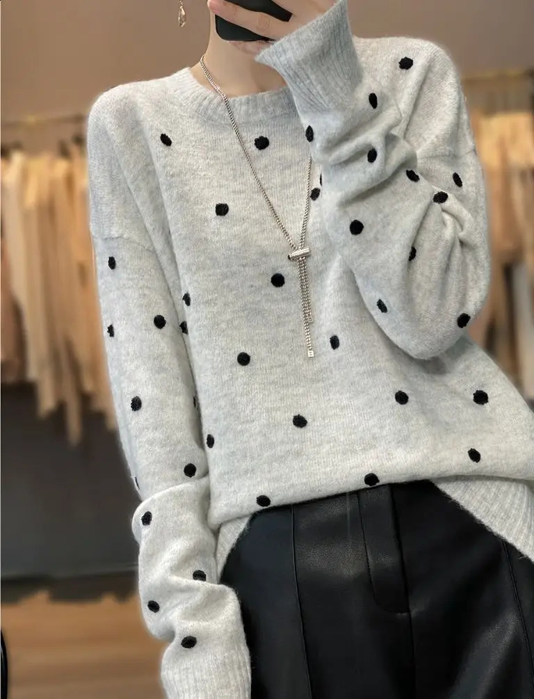 AutumnWinter Womens Christmas Cashmere Open Collar ONeck Loose Soft Hand Embroidered Sweater 241007