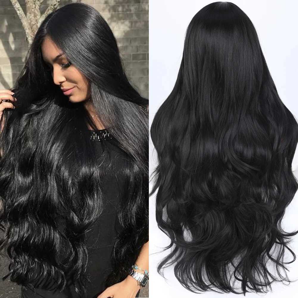 WIGNEE28 Inch Long Body Wave Wig Synthetic Hair Black Wigs for Women Cheap Wigs on Sale Clearance Heat Resistant Fiber Daily UseXJ241008
