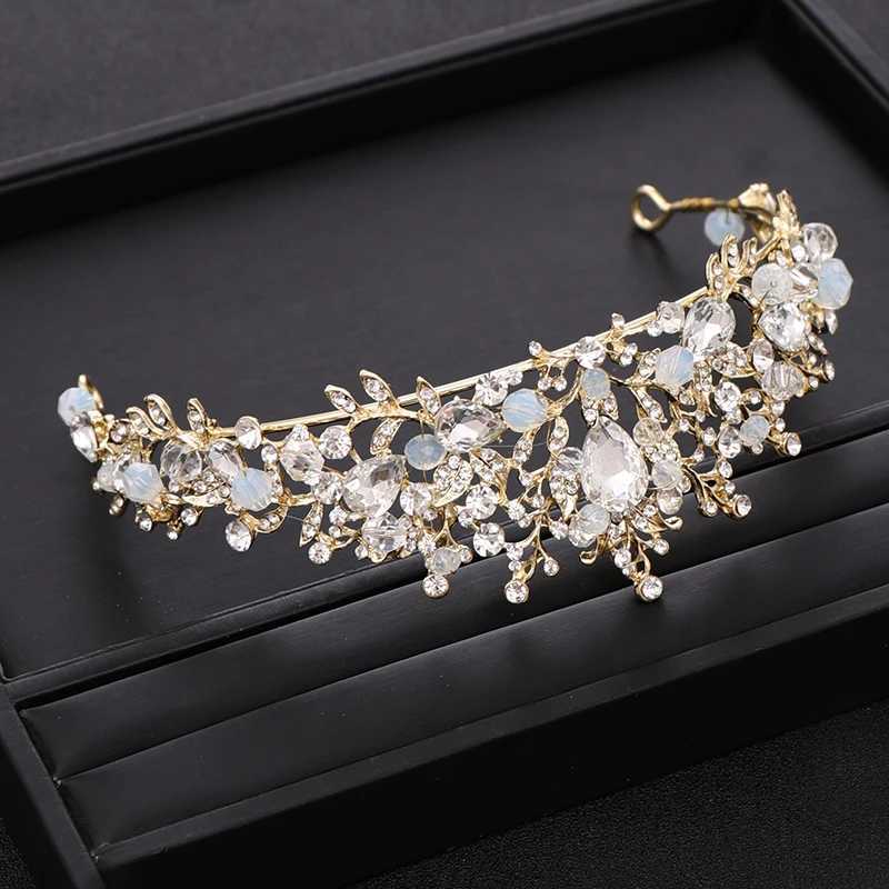 Fashionable handmade pearl crystal wedding crown Terra princess headwear bridal hair accessories wedding hair jewelry W241007