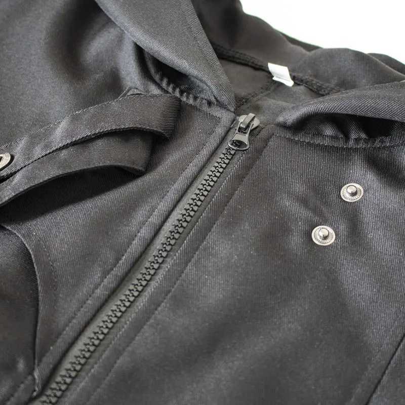 2023 Long Ribbon Techwear Punk Trench Coat Gothic Jacket Autumn Winter Mens Halloween Role Playing Costume Hooded Cloak W241007