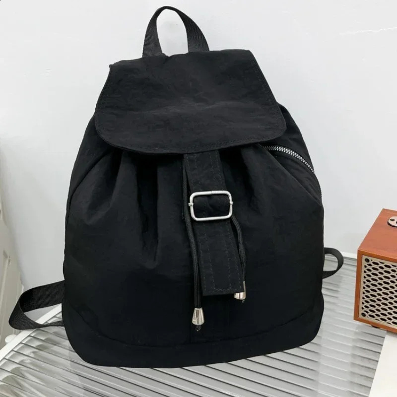 Large capacity nylon selling backpack soft handle solid casual Arcuate shoulder strap college style bag 241008