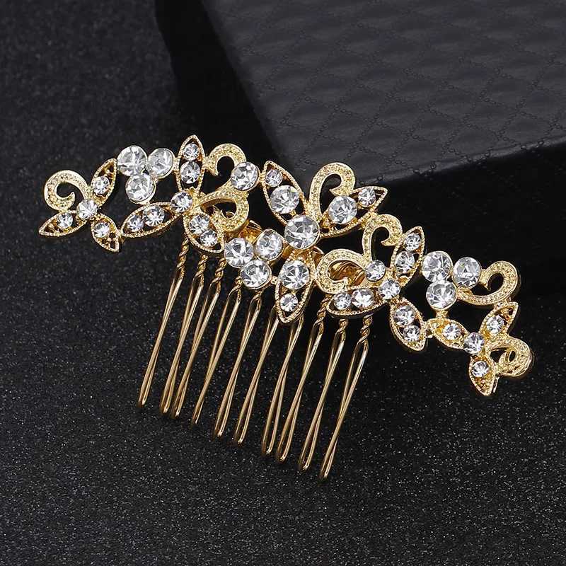 BLIJRY Fashion Gold Pearl Crystal Flower Hair Comb Suitable for Women Bridal Headwear Bridal Hair Accessories Gifts W241007