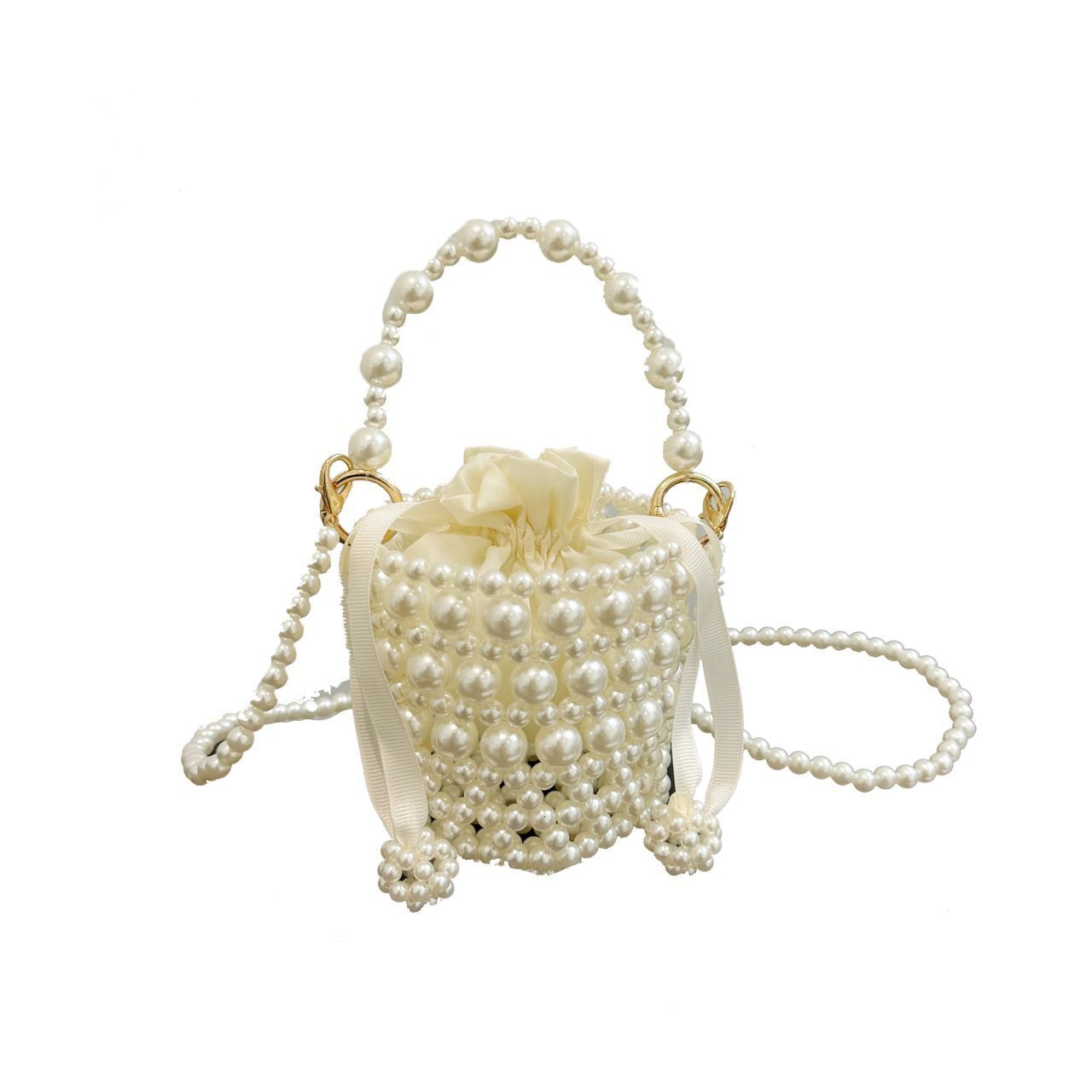 Fairy 2024 new designer handbag fashion fragrance woven pearl handbag fashion horizontal hollow bag
