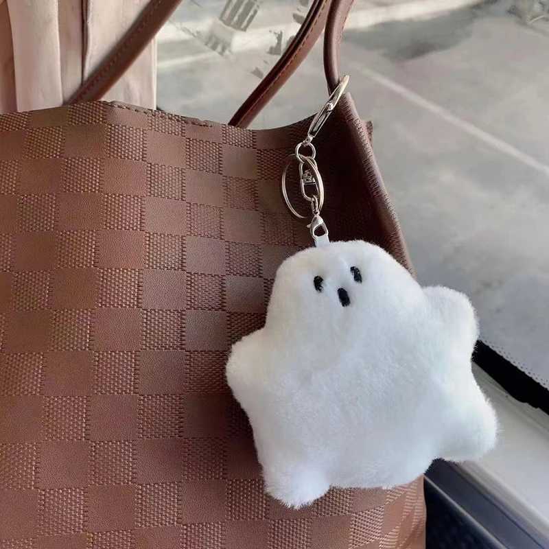 Interesting White Ghost Keychain School Bag Pendant Cute Plush Bag Pendant ACCORIES Creative Doll Keychain Childrens GiftXJ250409
