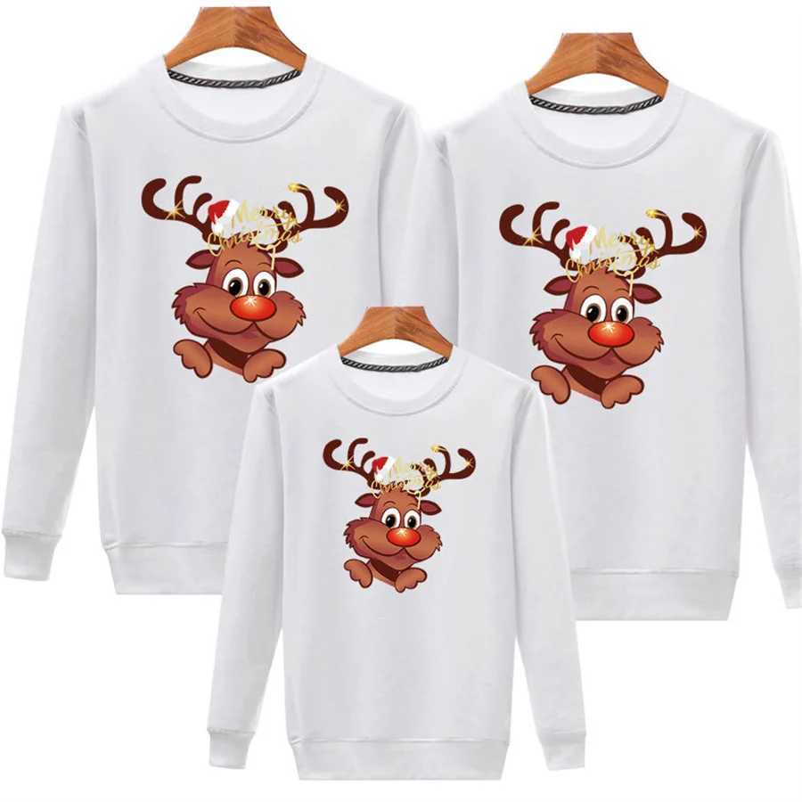 Personalized family Christmas shirt with deer print for parents childrens T-shirt baby jumpsuit Christmas family matching set W241008