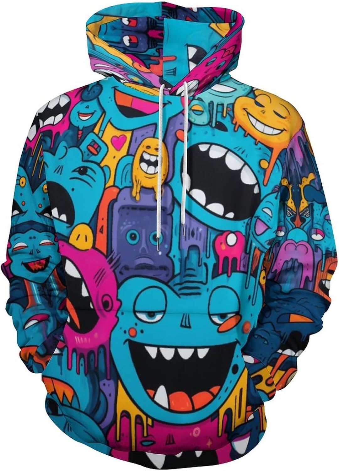 Hoodie for Mens Womens Unisex Funny Graffiti Hoodies Printed Hooded Hippy Cartoon Art Long Sleeve Sweatshirt Hoodies sweatshirt cool