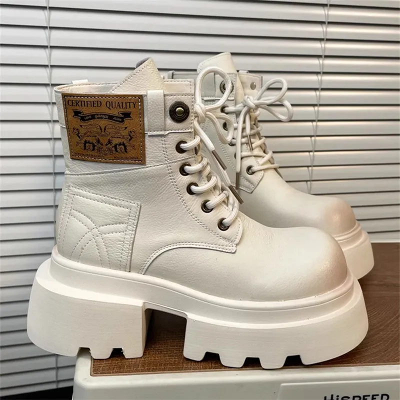 2024 New Free Shipping Boots Martin Boots Suitable For Women In Black Brown Beige Height Increasing Versatile Sizes 35-40