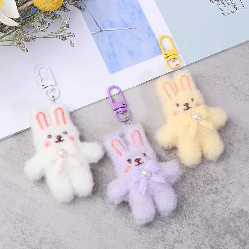 Bowknot Rabbit Plush Pendant Cartoon Bunny Keychain Soft Stuffed Doll Car Key Ring Backpack Bag DecorX241008