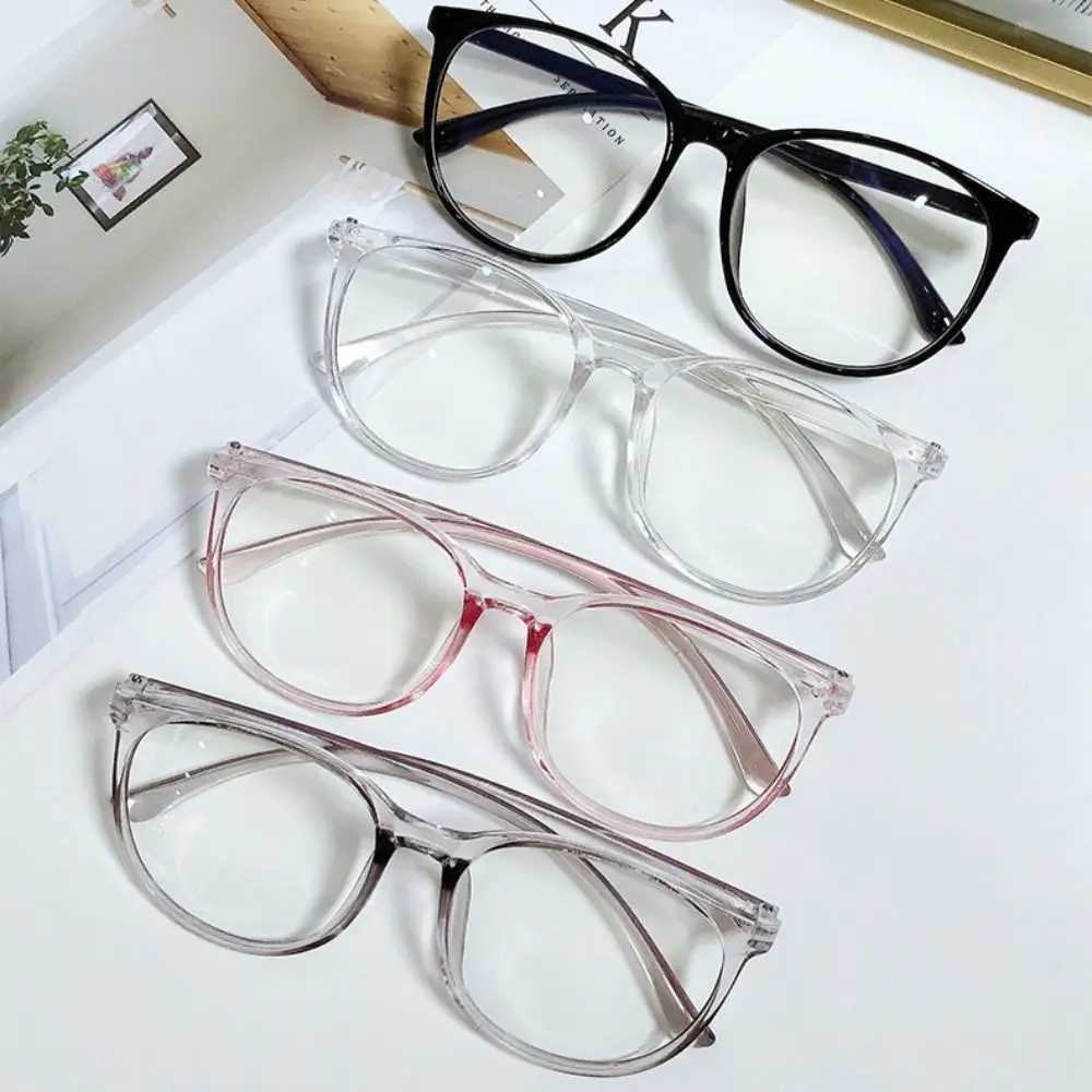 Plane Mirror Anti Blue Light Glasses Trendy Transparent Without Degree Round Eyewear New Optical Spectacle Eyeglass Women MenX241008