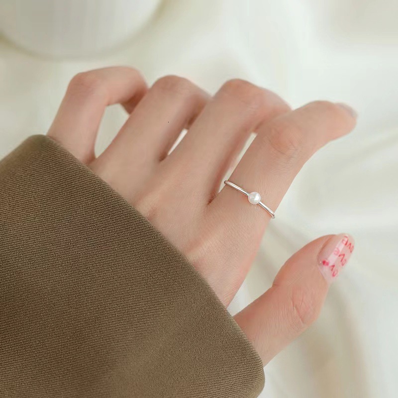 pearl niche, light luxury, high-end, tail female index finger open ring, plain ring