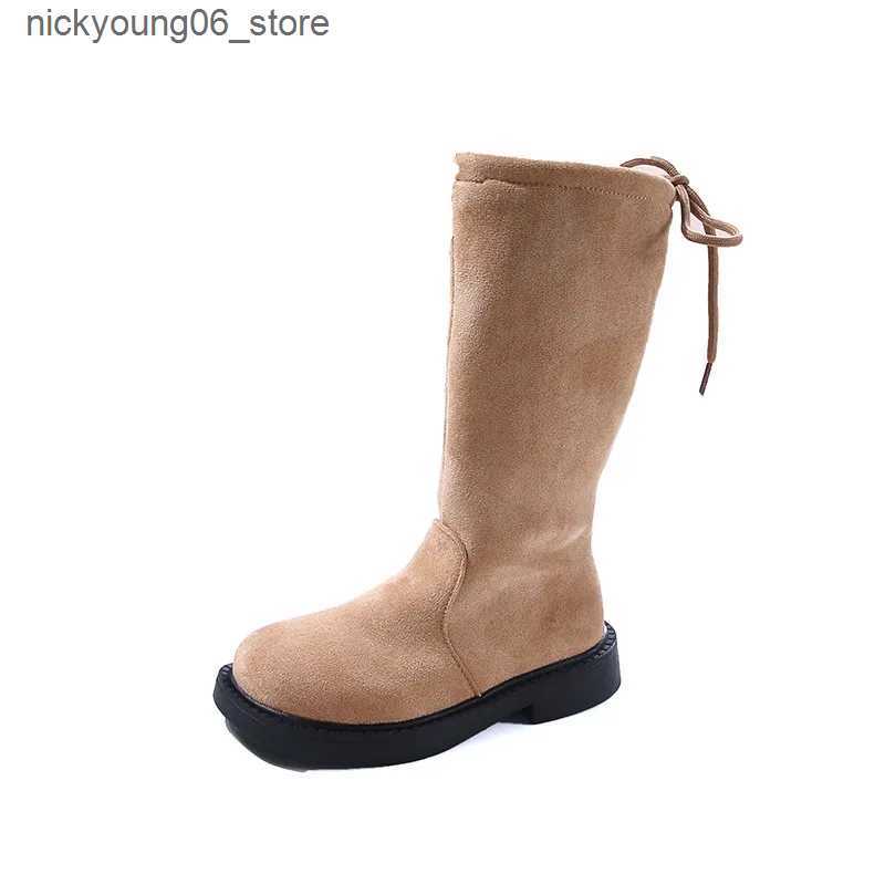 Boots New Childrens Autumn Boots Causal Girls Long High Boots Elegant Sweet Kids Fashion Princess Catwalk Boots Versatile Non-slip L240910