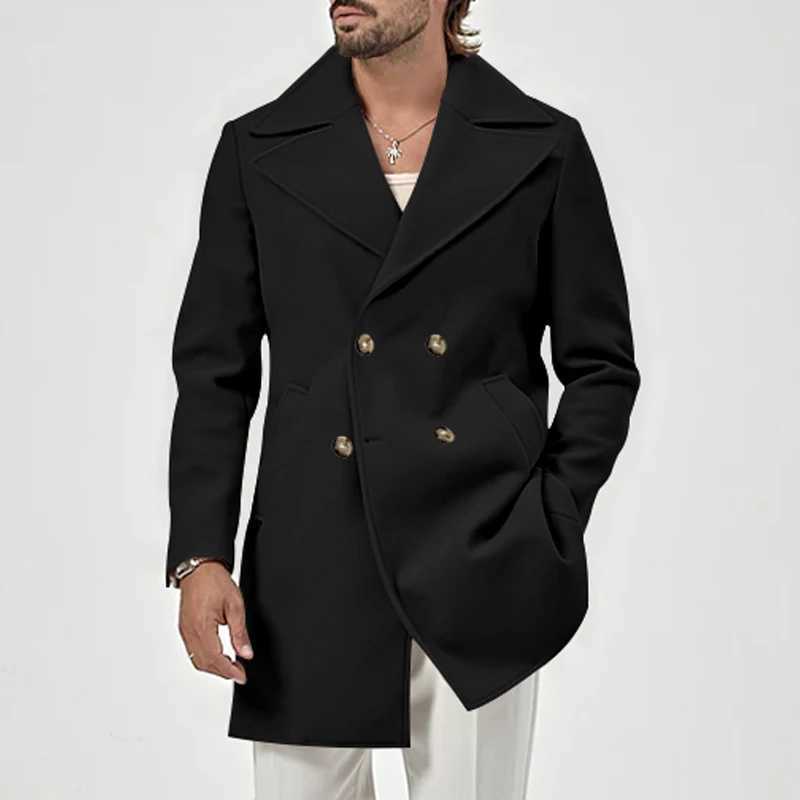 Mens solid color lapel windbreaker fashion trend short windbreaker single breasted spring and autumn family dinner W241007