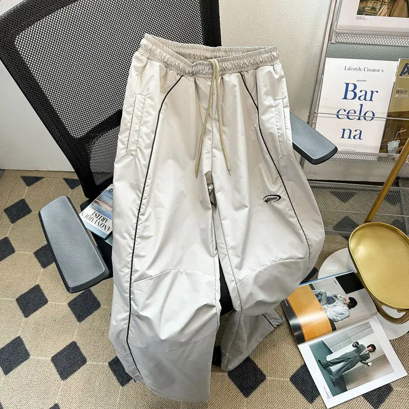 Deeptown Vintage Sports Casual Sweatpants Oversize Jogger Womans Pants America High Street Baggy Mens Trousers Y2k Loose Retro 241007