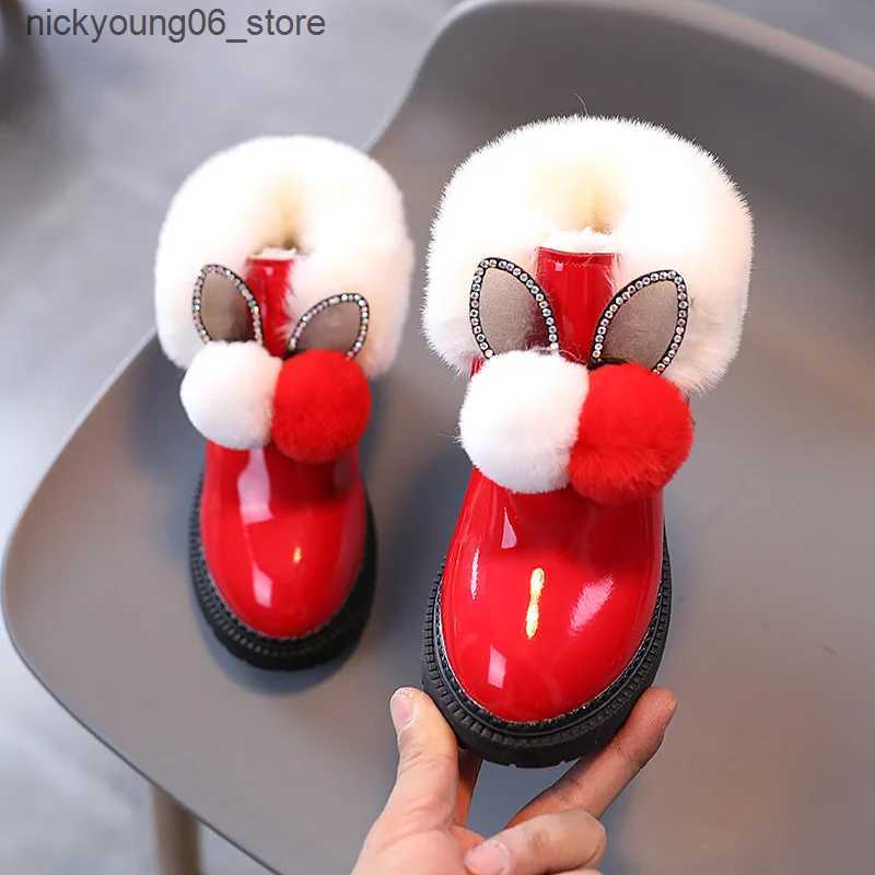 Boots Girl Boot Warm Plush Winter Shoe for Girl Kid Snow Boots Korean Version Cotton Boots Kid Shoe for Girl Ankle Boot Zapatos Nia L240910