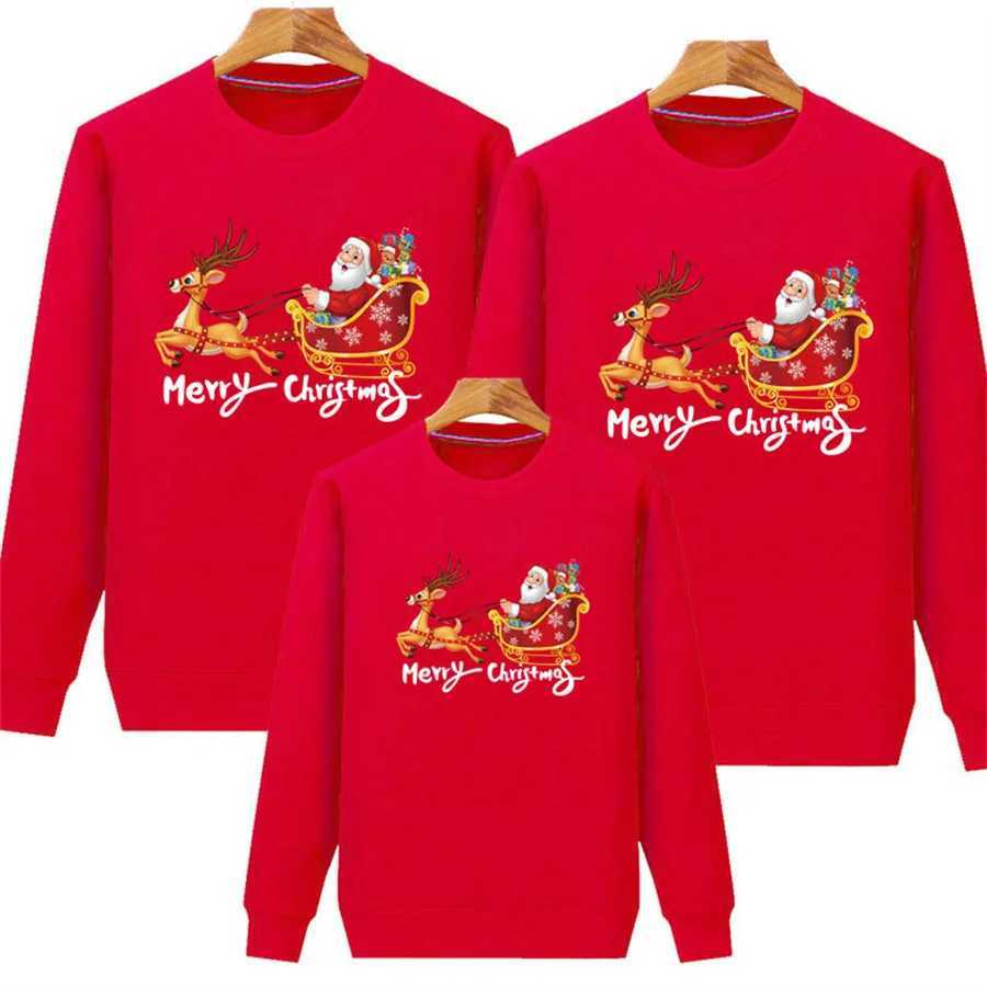 New 2024 Christmas Family Sweater Mom and Child Matching Set Knitted Long Sleeve Jacquard Parachute Mom and Me Clothes Christmas Appearance W241008