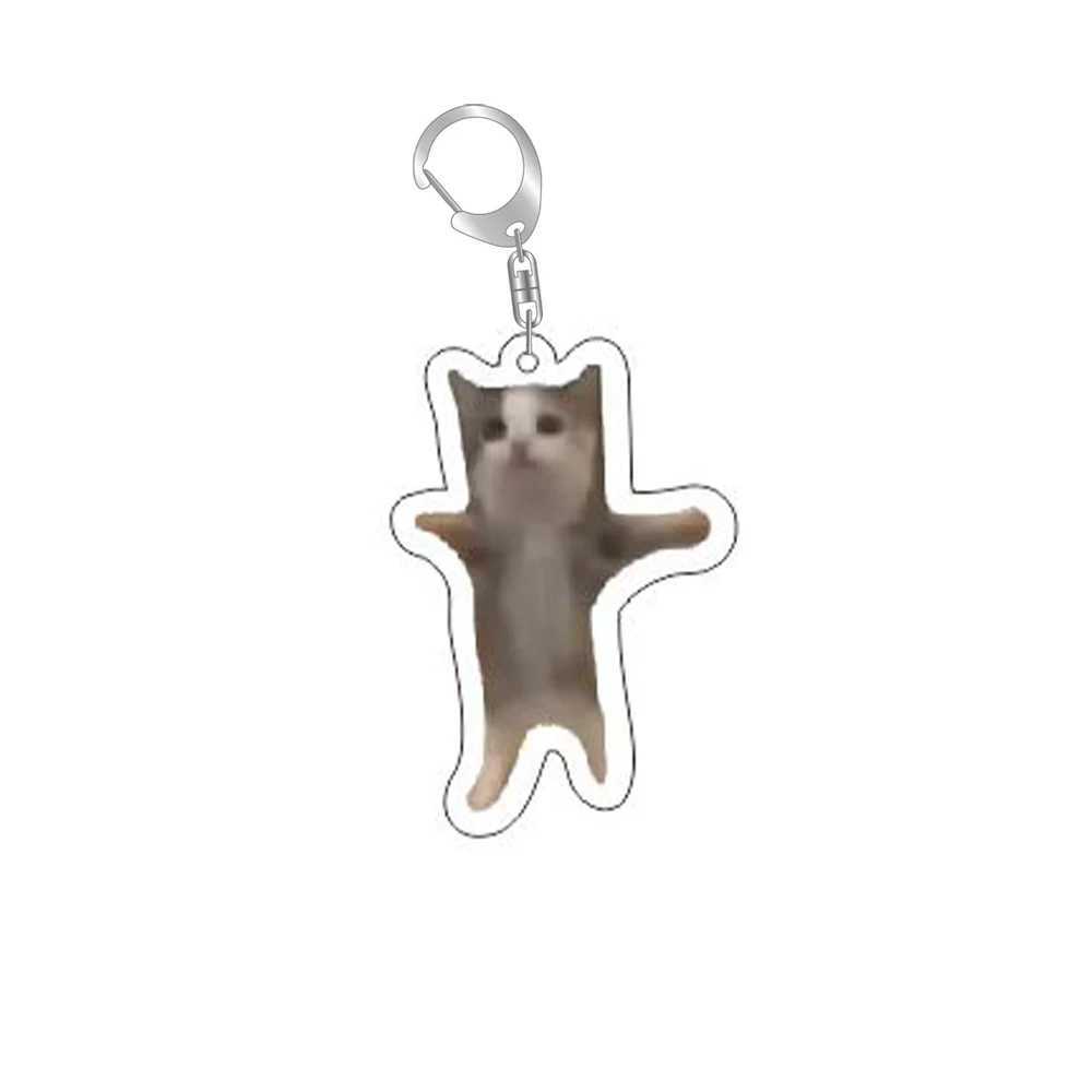 Interesting Cat Meme Series Keychain Student Gift Bag Hanging Rope Womens Bag Pendant Keychain Cute Item Cover Gift for Best FriendsXJ250409