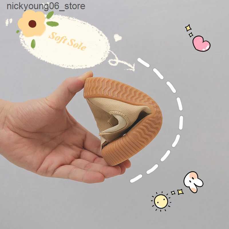 Boots Children high-top canvas shoes baby with cotton warm soft bottom cute biscuit shoes spring autumn boys girls school canvas L240910