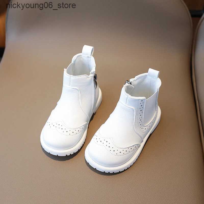 Boots Winter Warm Fashion Catwalk Childrens PU Round Toe Comfortable Solid Color Casual Boots Increased Square Heel Kids L240910