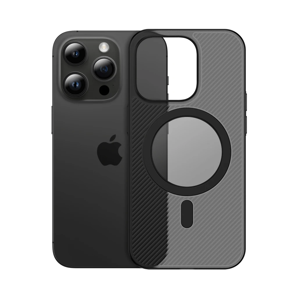 Slim Wavy Lines Frosted Magnetic Back Cover For iPhone 15 14 13 Pro Max Plus Lens Protection Anti-Fingerprint Phone Case