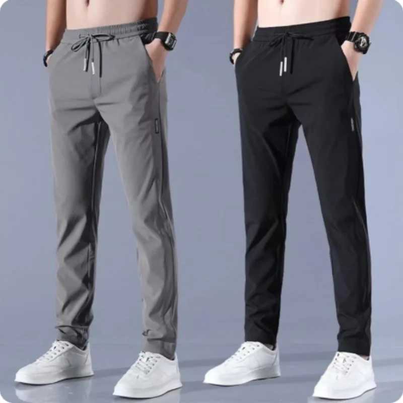 New Spring Summer Mens Casual Pants Slim Pant Straight Thin Trousers Male Fashion Stretch Khaki Jogging M-5XLX241008