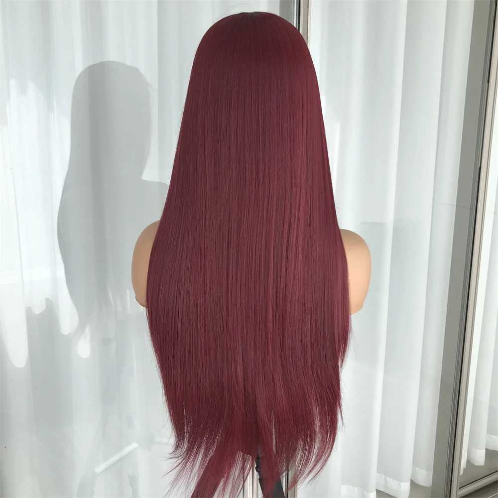 Burgundy Lace Wigs for Women Synthetic 99J Blonde Lace Wig PrePlucked Heat Resistant with Baby Hair Straight Synthetic Lace WigXJ241008