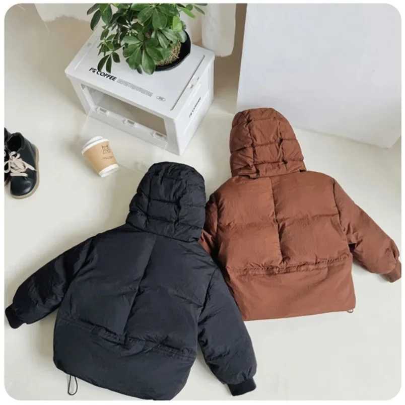 2024 Childrens Down Jacket Winter New Childrens Clothing Korean Edition Boys Loose Solid Color Thick Coat Girls Warm Coat Y241008