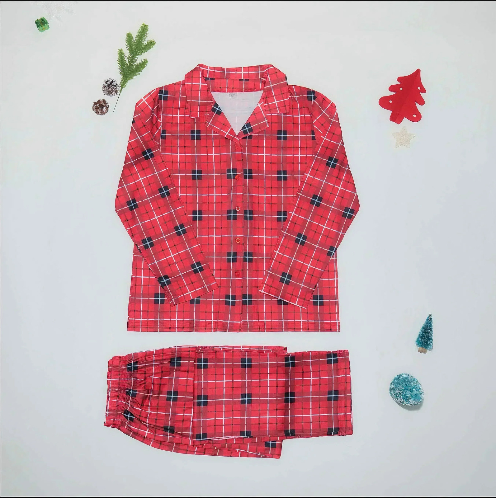 Christmas Family Appearance Plain weave Mom Dad Child Matching Pajama Set Baby Dog jumpsuit Boys and Girls Clothing Warm Soft Pajamas 241007