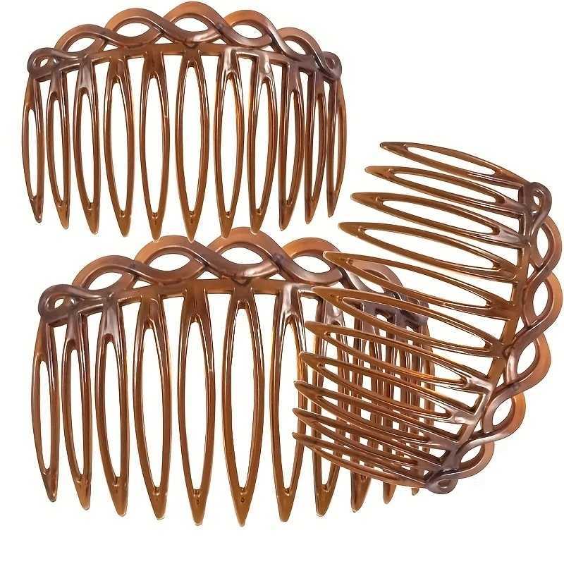 2PCS French hair comb hair accessories straight tooth hair clip hair clip side comb bride wedding veil comb retro weaving effect W241007