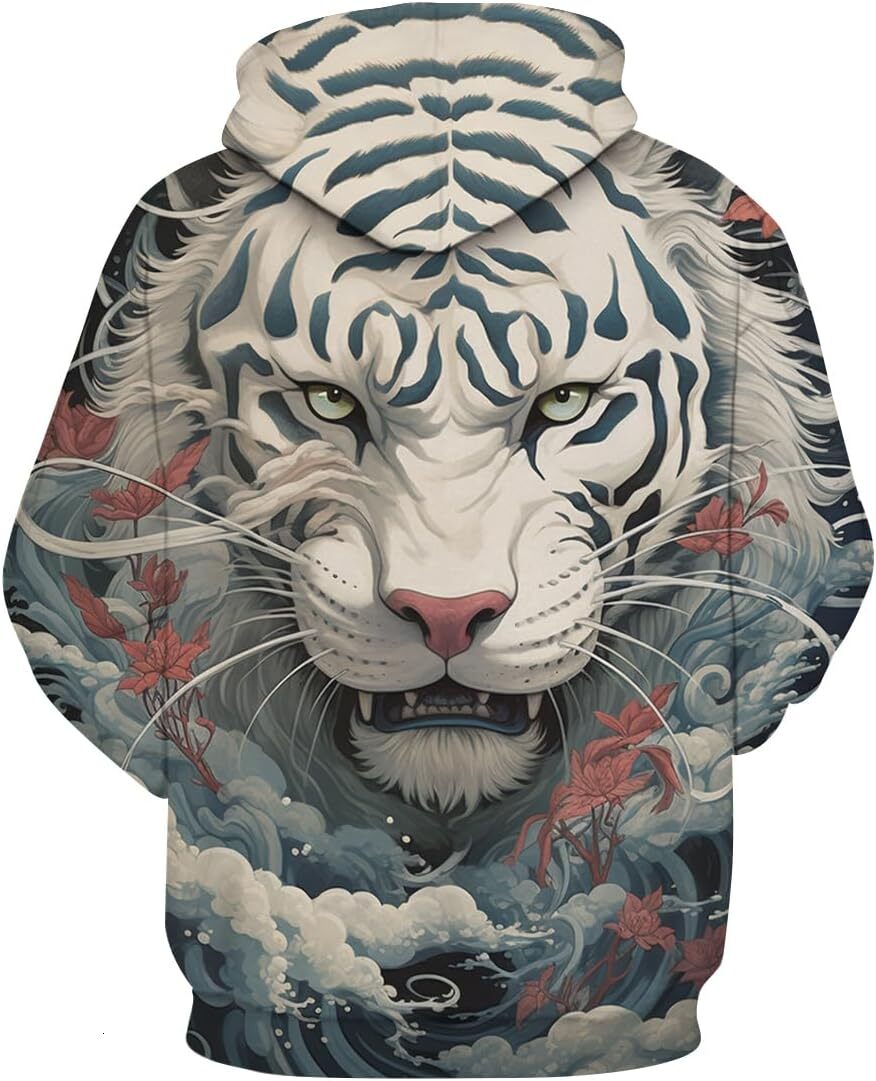 Hoodie for Mens Womens Mens Bengal Tiger Hooded Sweatshirt Vintage Funny Long Sleeve Pullover Hoodie Graphic fashion