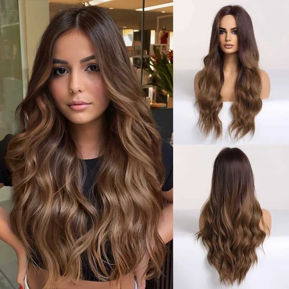 Synthetic Wig Wavy Lace Long Curly 28 Inch Middle Part Heat Resistant Fiber Colorful for Women Lady Girl Daily Party UseXJ241008
