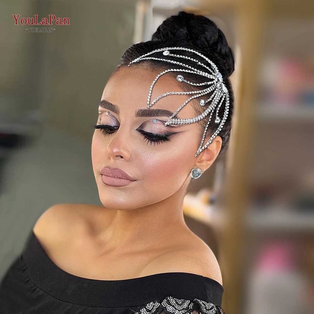 YouLaPan Crystal Leaf Hair Comb Bridal Wedding Hair Accessories Handmade Fashion Womens Water Diamond Flower Headpiece HP621 W241007