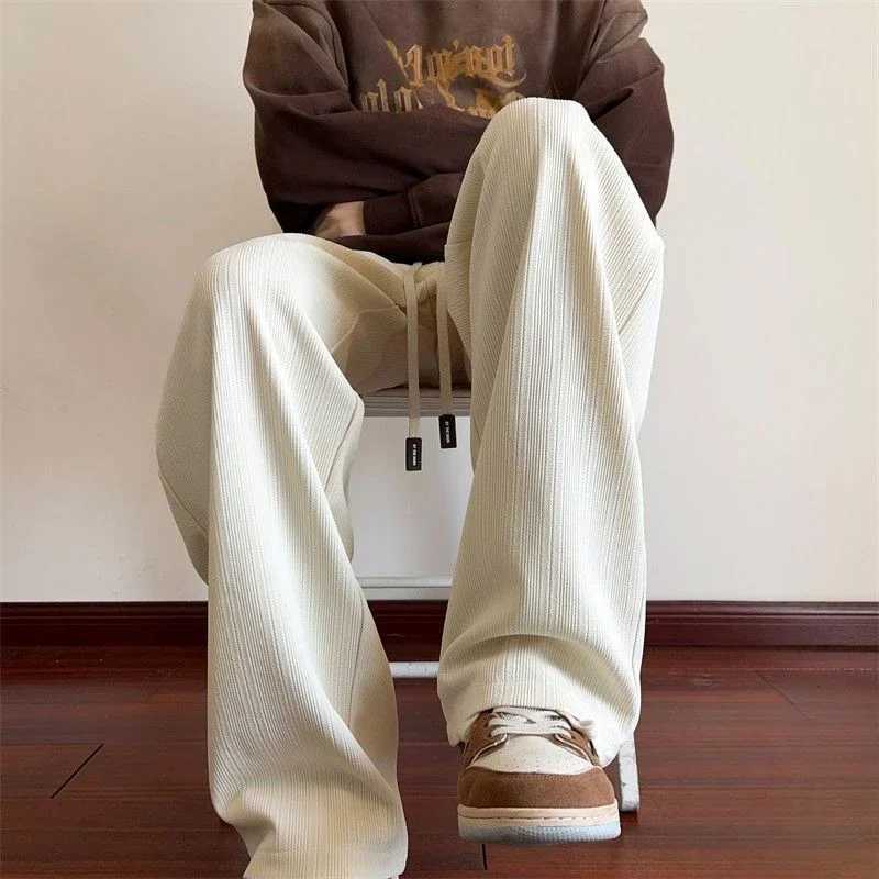 Wide Leg Goth Draped Summer Male Sports Pants Trousers Thin Plain Straight Mens Sweatpants Training Slacks Harajuku Flated GymX241008
