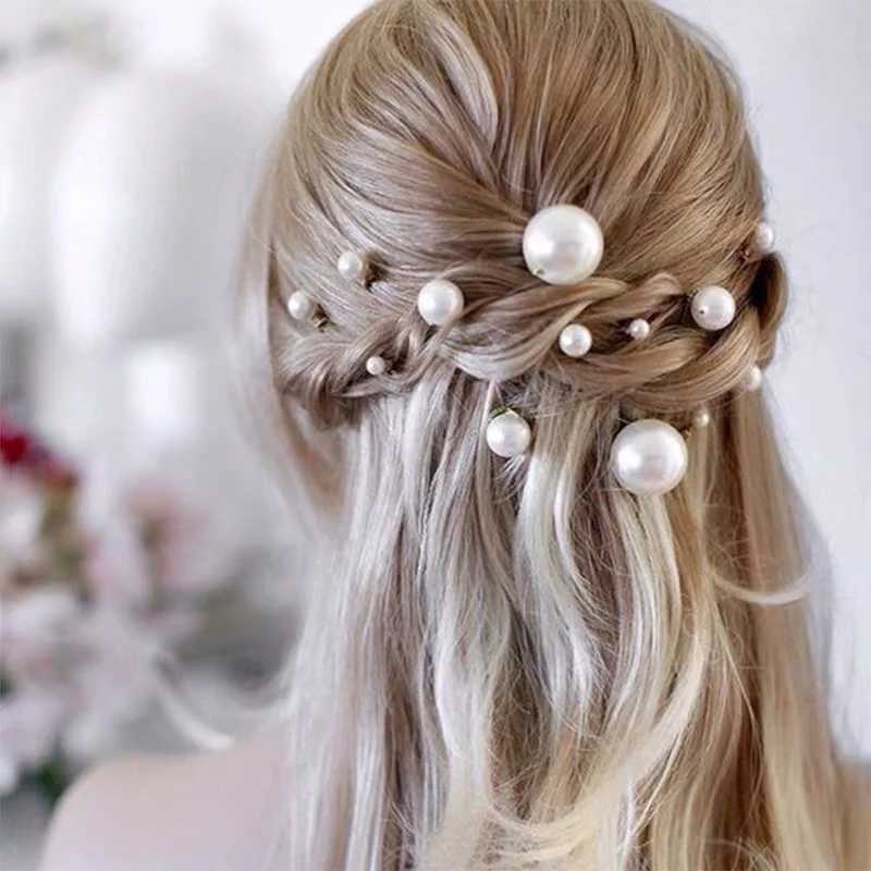 Fashion U-shaped pin metal bucket clip hair clip simulated pearl bridal headpiece wedding hairstyle design tool W241007