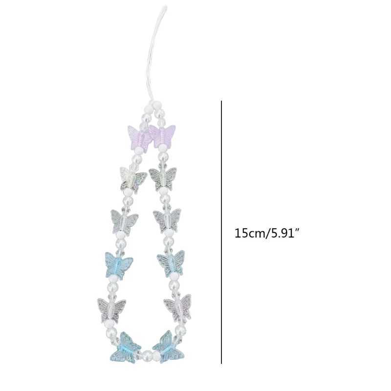 Cell Phone Straps Keychain Crystal Butterfly and Bead Chain Phone Lanyard Chain Anti Lost Keychain Y2K Handbag DecorX241008