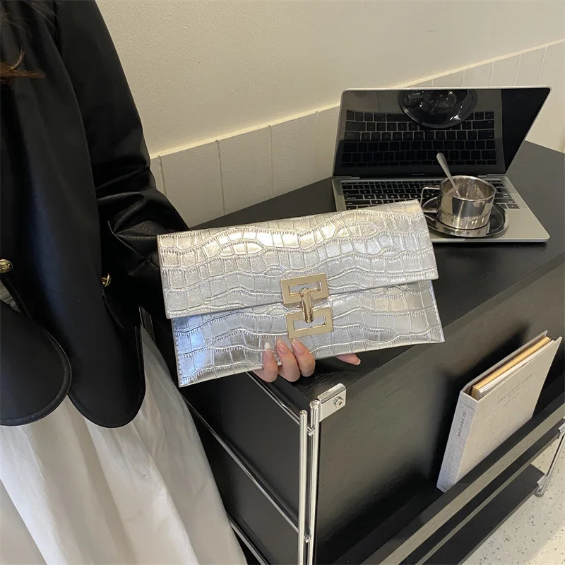 Evening Cluthes Bags For Women Silver Envelope Bags Fashion Leather PU Clutch Wallet Wedding Party Cover Prom Purse 240924
