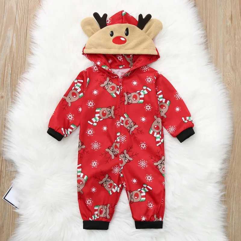 Christmas family matching one-piece pajamas father son mother daughter jumpsuit family clothing W241008