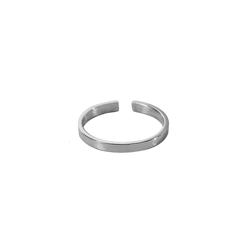 Silver Plated Plain Ring with Smooth Open Simple Design,Instagram Trendy Ring, Light Luxury, Fashionable, Cold and High end Style