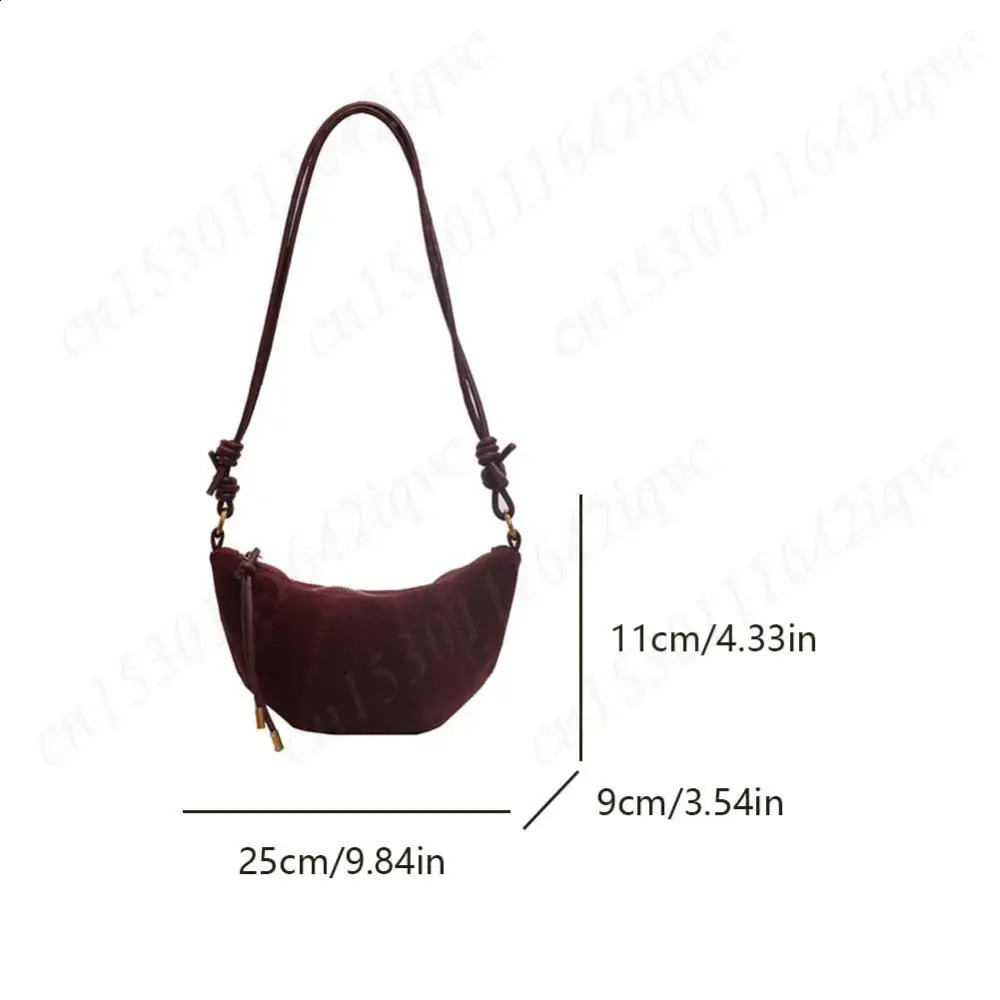 Womens shoulder bag zipper cross body inner pocket crescent PU leather homeless travel pure cotton 241008