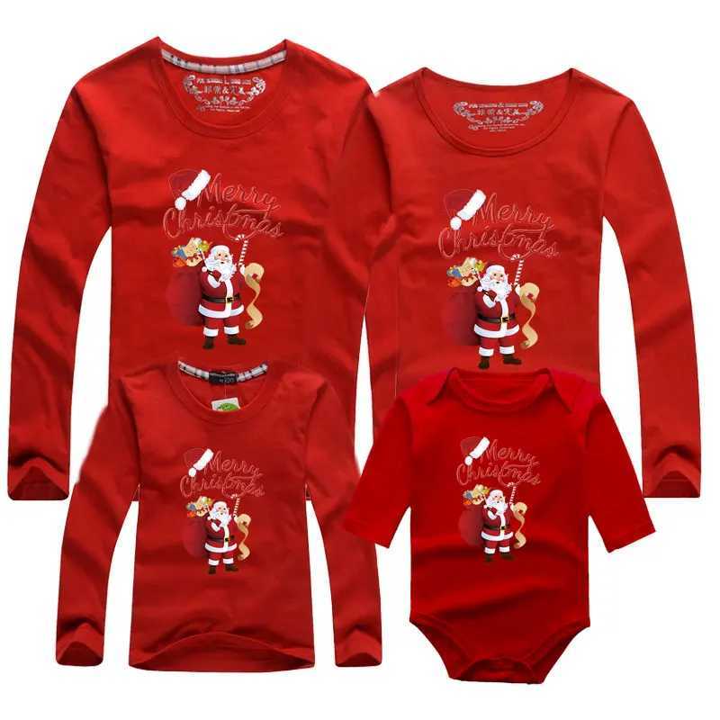 Match Family Clothing Christmas Sweater Christmas T-shirt Mother Father Baby T-shirt Womens Mens Baby Parachute Boys and Girls Winter Top W241008