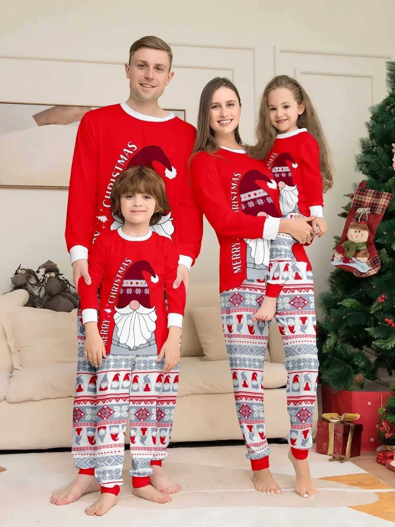 Merry Christmas Santa Claus printed parent-child matching pajamas set soft and cute boy and girl clothing set pajamas W241008