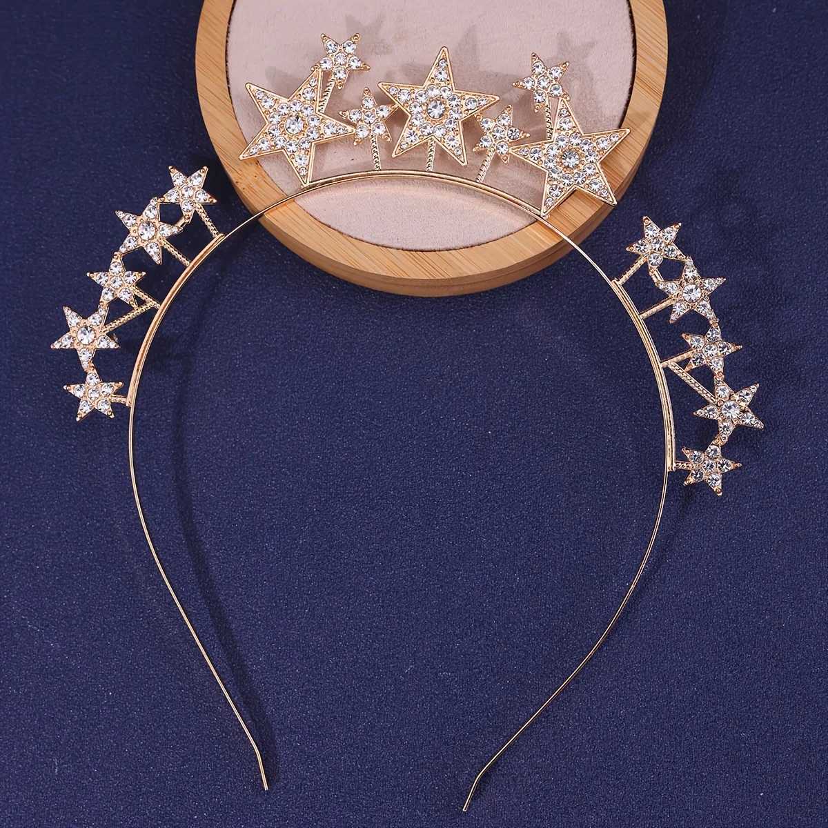 Fairy Crown Cute Crystal Bridal Hair Headpiece Wedding Hair Accessories Water Diamond Hair Star Hair Ring Headpiece W241007