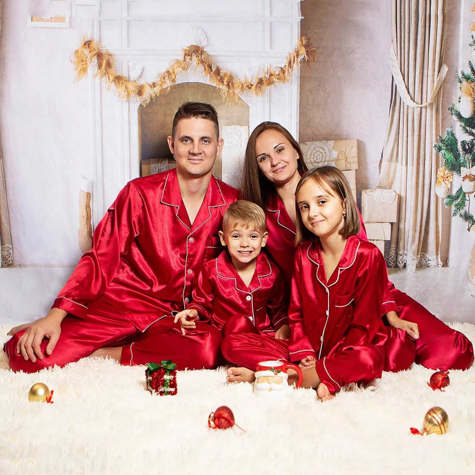 Christmas Satin Pajama Family Matching Set Christmas Pajama Set Family Navidad Pajama W241008