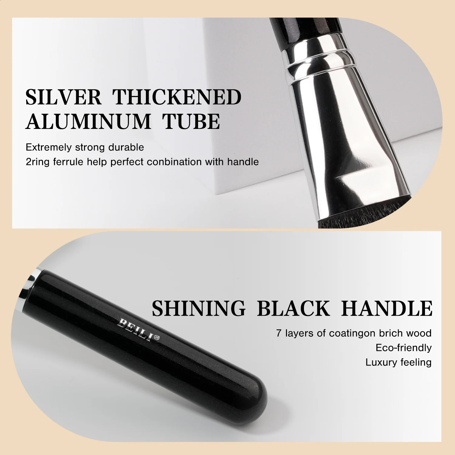 BEILI Professional Bevel Basic Makeup Brush 1Pcs Soft Synthetic Hair for Liquid Cream Powder lotion Contour Face Brush 241008