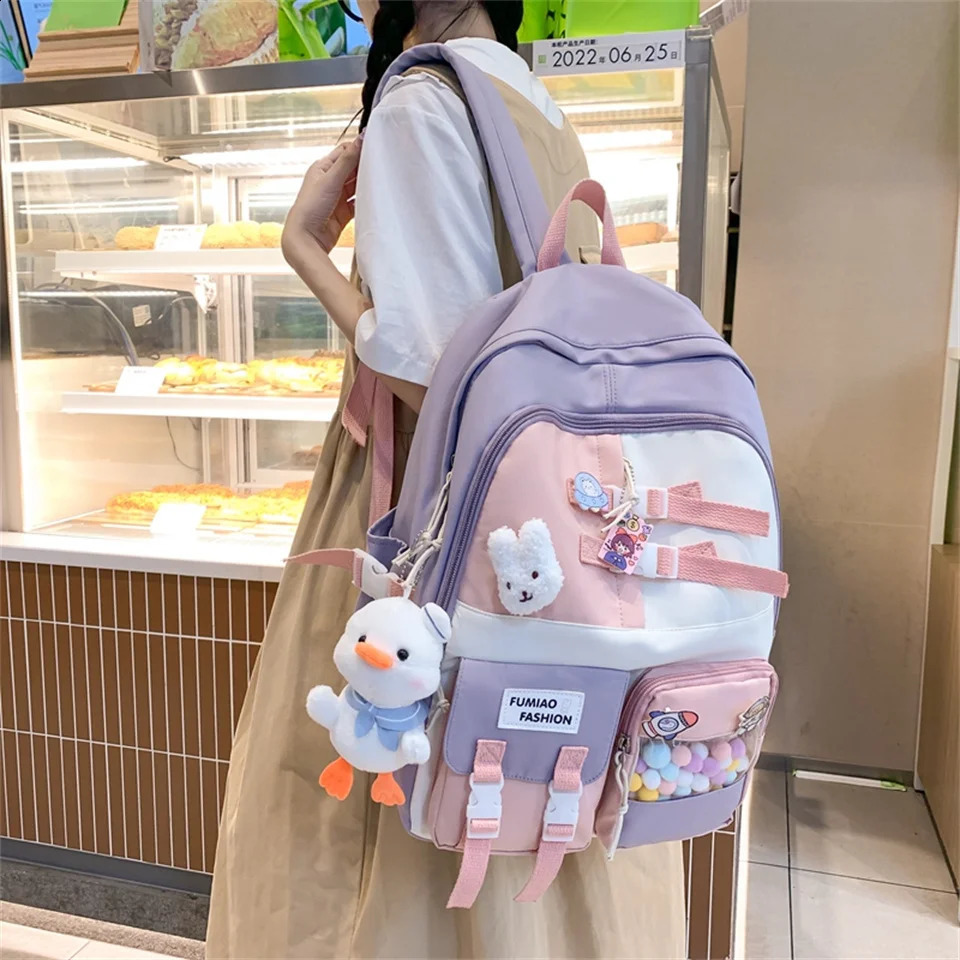 Japanese high school girl backpack teenage multi pocket Kawaii cute Mochila 241008