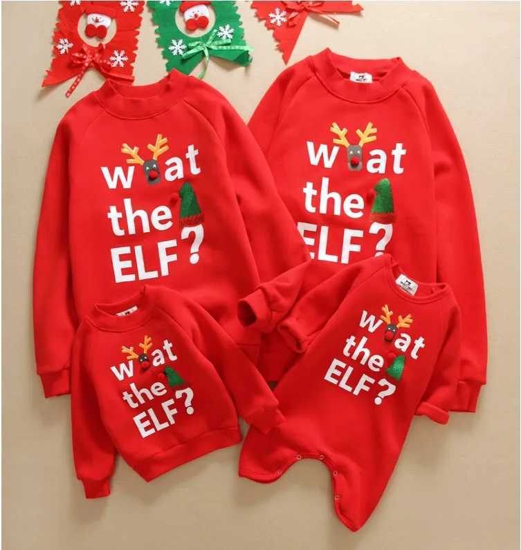 Christmas letter thick pants family matching long sleeved sportswear baby hoodie looks sweater family clothing W241008