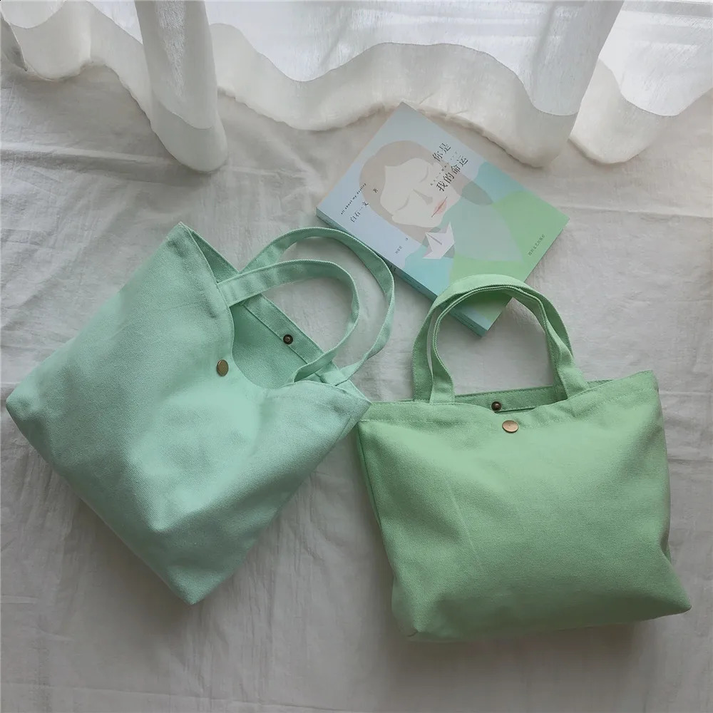 Fashion Canvas Bag Solid Color Shopping EcoFriendly Foldable Grocery Bags Folding Pocket Tote Shoulder Handbag 240925