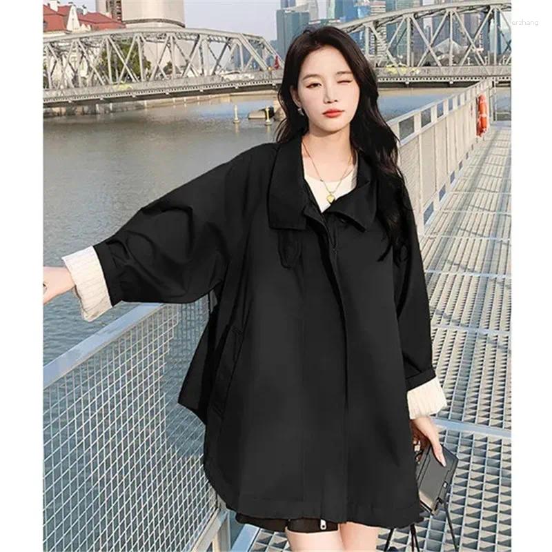 Women's Trench Coats Khaki Windbreaker Coat Spring Autumn 2024 British Style Short Cloak Overcoat Casual Loose